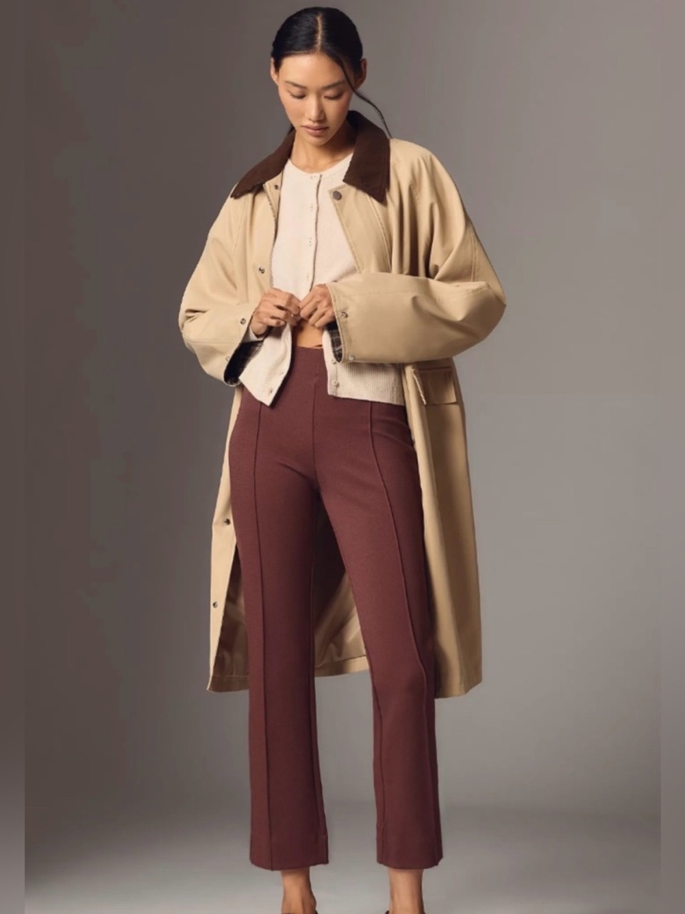 Anthropologie Maeve Poppy Kick Flare Pull On Pants Burgundy Women’s Size M